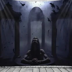 Halloween Decorations Skull Hanging Tapestry Wall Art Large Tapestry Mural Decor Photograph Backdrop Blanket Curtain Home Bedroom Living Room Decoration