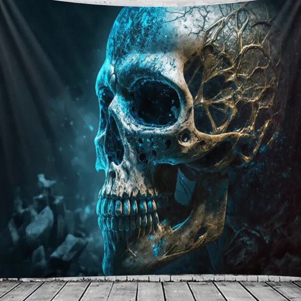 Halloween Decorations Skull Hanging Tapestry Wall Art Large Tapestry Mural Decor Photograph Backdrop Blanket Curtain Home Bedroom Living Room Decoration