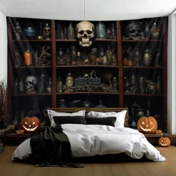 Halloween Decorations Skull Poison Hanging Tapestry Wall Art Large Tapestry Mural Decor Photograph Backdrop Blanket Curtain Home Bedroom Living Room Decoration