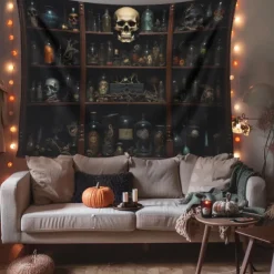 Halloween Decorations Skull Poison Hanging Tapestry Wall Art Large Tapestry Mural Decor Photograph Backdrop Blanket Curtain Home Bedroom Living Room Decoration