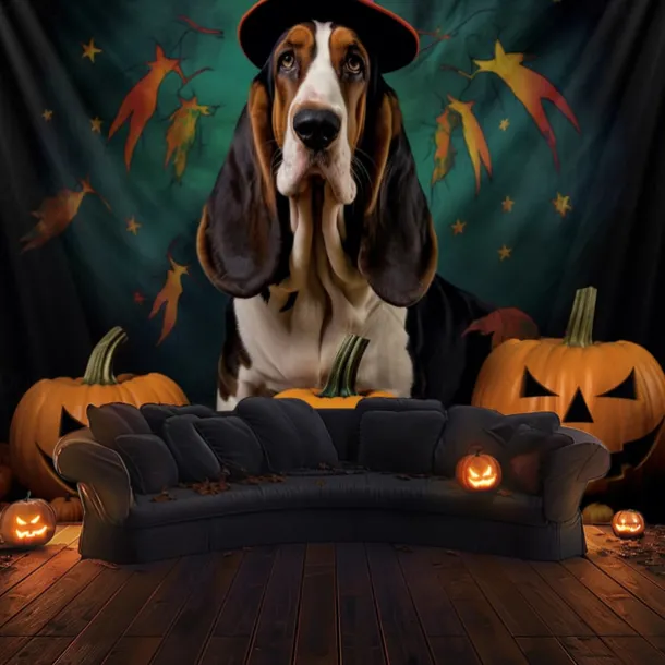 Halloween Decorations Tapestry Carved Pumpkin Dog Hanging Wall Art Large Tapestry Mural Decor Photograph Backdrop Blanket Curtain Home Bedroom Living Room