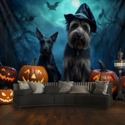 Halloween Decorations Tapestry Carved Pumpkin Dog Hanging Wall Art Large Tapestry Mural Decor Photograph Backdrop Blanket Curtain Home Bedroom Living Room