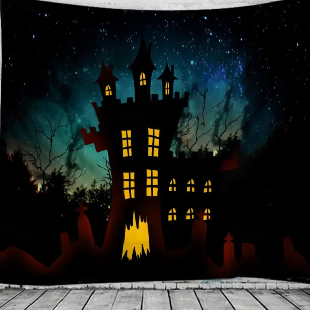 Halloween Decorations Tapestry Jack O Lantern Pumpkin Decor Wall Art Large Hanging Tapestry Mural Decor Photograph Backdrop Blanket Curtain Home Bedroom Living Room Bat Haunted House Graveyard