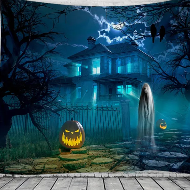 Halloween Decorations Tapestry Jack O Lantern Pumpkin Decor Wall Art Large Hanging Tapestry Mural Decor Photograph Backdrop Blanket Curtain Home Bedroom Living Room Bat Haunted House Graveyard
