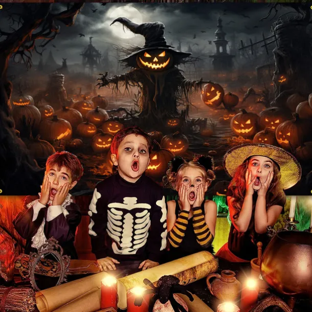 Halloween Decorations Tapestry Jack O Lantern Pumpkin Decor Wall Art Large Hanging Tapestry Mural Photograph Backdrop Blanket Curtain Home Bedroom Living Room Scarecrow Haunted House Graveyard
