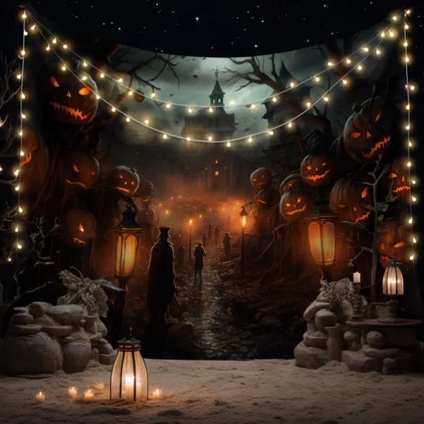Halloween Decorations Tapestry Jack O Lantern Pumpkin Decor Wall Art Large Hanging Tapestry Mural Photograph Backdrop Blanket Curtain Home Bedroom Living Room Scarecrow Haunted House Graveyard