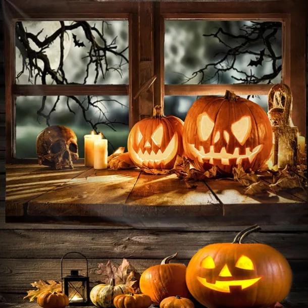 Halloween Decorations Tapestry Jack O Lantern Pumpkin Decor Wall Art Large Hanging Tapestry Mural Decor Photograph Backdrop Blanket Curtain Home Bedroom Living Room Bat Haunted House Graveyard