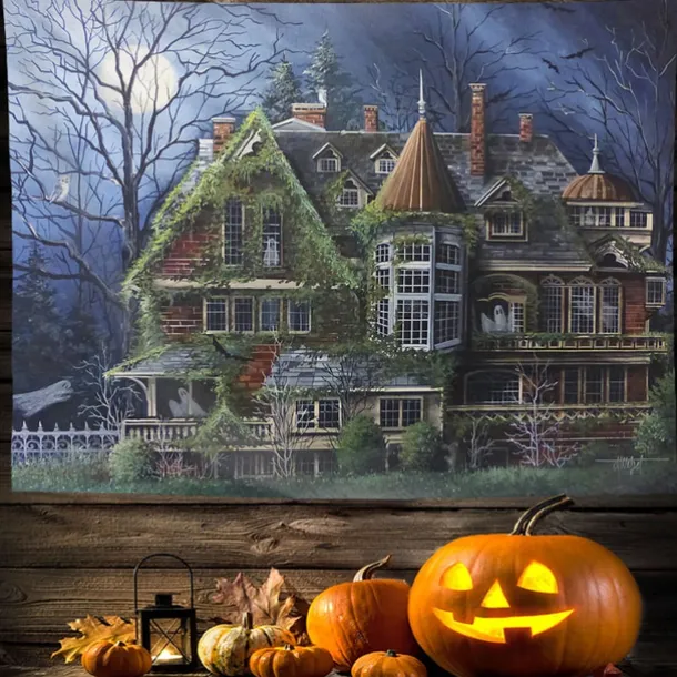 Halloween Decorations Tapestry Jack O Lantern Pumpkin Decor Wall Art Large Hanging Tapestry Mural Decor Photograph Backdrop Blanket Curtain Home Bedroom Living Room Bat Haunted House Graveyard