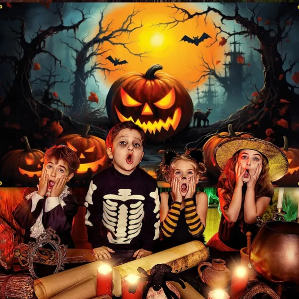 Halloween Decorations Tapestry Jack O Lantern Pumpkin Decor Wall Art Large Hanging Tapestry Mural Decor Photograph Backdrop Blanket Curtain Home Bedroom Living Room Bat Haunted House Graveyard
