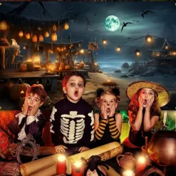 Halloween Decorations Tapestry Jack O Lantern Pumpkin Decor Wall Art Large Hanging Tapestry Mural Decor Photograph Backdrop Blanket Curtain Home Bedroom Living Room Bat Beach