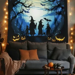 Halloween Decorations Witchs Hanging Tapestry Wall Art Large Tapestry Mural Decor Photograph Backdrop Blanket Curtain Home Bedroom Living Room