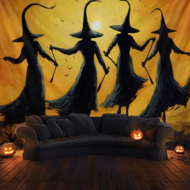 Halloween Decorations Witchs Hanging Tapestry Wall Art Large Tapestry Mural Decor Photograph Backdrop Blanket Curtain Home Bedroom Living Room