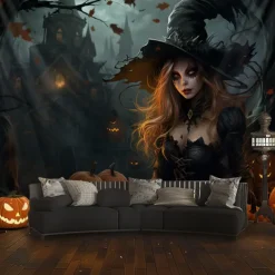 Halloween Decorations Witch Hanging Tapestry Wall Art Large Tapestry Mural Decor Photograph Backdrop Blanket Curtain Home Bedroom Living Room Decoration
