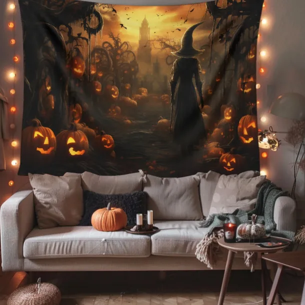 Halloween Decorations Witch Hanging Tapestry Wall Art Large Tapestry Mural Decor Photograph Backdrop Blanket Curtain Home Bedroom Living Room Decoration
