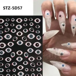 Halloween Decorative Nail Sticker Skull Head Spider Bone Pumpkin Embossed Nail Sticker Halloween Skeleton Decoration