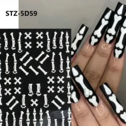 Halloween Decorative Nail Sticker Skull Head Spider Bone Pumpkin Embossed Nail Sticker Halloween Skeleton Decoration