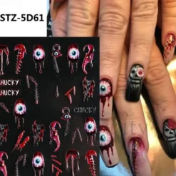 Halloween Decorative Nail Sticker Skull Head Spider Bone Pumpkin Embossed Nail Sticker Halloween Skeleton Decoration