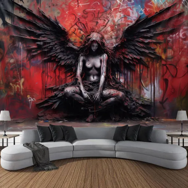 Halloween Devil Hanging Tapestry Wall Art Large Tapestry Mural Decor Photograph Backdrop Blanket Curtain Home Bedroom Living Room Decoration