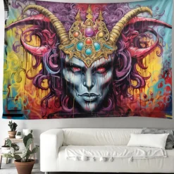 Halloween Devil Hanging Tapestry Wall Art Large Tapestry Mural Decor Photograph Backdrop Blanket Curtain Home Bedroom Living Room Decoration
