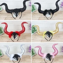 Halloween Devil Horn Head Buckle Geadband Ghost Festival Party Headdress Happy Helloween Party Decor 2025 Large Horn Headband