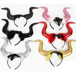 Halloween Devil Horn Head Buckle Geadband Ghost Festival Party Headdress Happy Helloween Party Decor 2025 Large Horn Headband