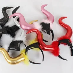 Halloween Devil Horn Head Buckle Geadband Ghost Festival Party Headdress Happy Helloween Party Decor 2025 Large Horn Headband