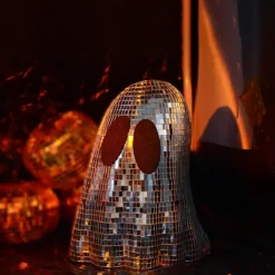Halloween Disco Ghost Decor Ghost Disco Ball Table Decoration Indoor Glitter Sign Halloween Tiered Tray Decor for Props Home Tabletop Decorations