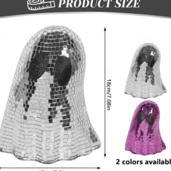 Halloween Disco Ghost Decor Ghost Disco Ball Table Decoration Indoor Glitter Sign Halloween Tiered Tray Decor for Props Home Tabletop Decorations