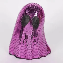 Halloween Disco Ghost Decor Ghost Disco Ball Table Decoration Indoor Glitter Sign Halloween Tiered Tray Decor for Props Home Tabletop Decorations
