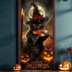 Halloween Door Cover – Black Cat with 