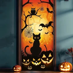 Halloween Door Cover – Black Cat with 