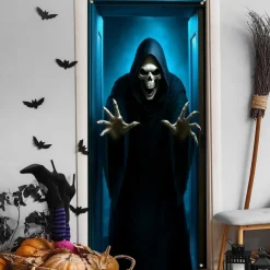 Halloween Door Cover – Grim Reaper Holding Scythe, Haunted House Entrance Banner, Scary Outdoor & Indoor Decoration for 2025 Halloween Bedroom, Living Room, Bathroom