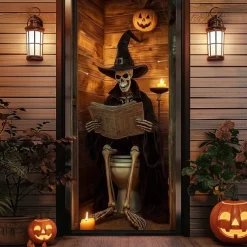 Halloween Door Cover – Spooky Ghost in Chair, Haunted House Entrance Banner, Scary Outdoor & Indoor Decoration for 2025 Halloween Bedroom, Living Room, Bathroom