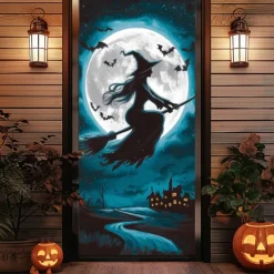 Halloween Door Covers Door Tapestry Door Curtain Decoration Backdrop Door Banner for Front Door Farmhouse Holiday Party Indoor Outdoor Decor Supplies