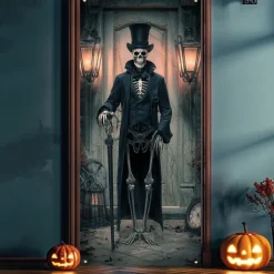 Halloween Door Covers Door Tapestry Door Curtain Decoration Backdrop Door Banner for Front Door Farmhouse Holiday Party Indoor Outdoor Decor Supplies