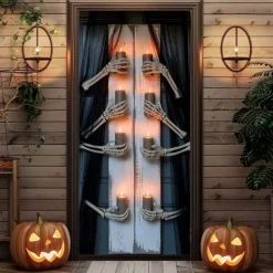 Halloween Door Covers Door Tapestry Door Curtain Decoration Backdrop Door Banner for Front Door Farmhouse Holiday Party Indoor Outdoor Decor Supplies