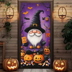 Halloween Door Decorations Halloween Door Covers Jack O Lantern Pumpkin Door Curtain Door Tapestry Decoration Backdrop Door Banner for Front Door Farmhouse Holiday Party Indoor Outdoor Decor Supplies