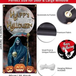 Halloween Door Decorations Bloody Halloween Door Covers Door Tapestry Door Curtain Decoration Backdrop Door Banner for Front Door Farmhouse Holiday Party Decor Supplies