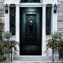 Halloween Door Decorations Skull Halloween Door Covers Door Tapestry Door Curtain Decoration Backdrop Door Banner for Front Door Farmhouse Holiday Party Decor Supplies Skeleton