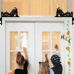 Halloween Door Frame Decals - Spooky Indoor and Outdoor Decorations, Including Castle, Spider Web, and Corner Door Signs, Perfect for Haunted House and Party Atmosphere