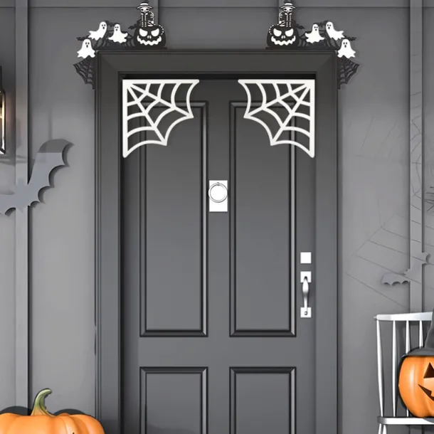 Halloween Door Frame Decals - Spooky Indoor and Outdoor Decorations, Including Castle, Spider Web, and Corner Door Signs, Perfect for Haunted House and Party Atmosphere