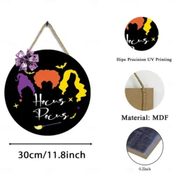 Halloween Door Sign Hocus Pocus Decor - I Smell Children Wall Decor - Wooden Door Hangers Wreath with Bow for Halloween Decorations Indoor Party Supplies