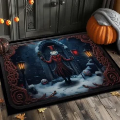 Halloween Doormat Jack Skeleton Pumpkin Kitchen Mat Floor Mat Non-Slip Area Rug Oil Proof Rug Indoor Outdoor Mat Bedroom Decor Bathroom Mat Entrance Rug