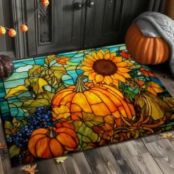 Halloween Doormat Pumpkin Sunflowers Kitchen Mat Floor Mat Non-Slip Area Rug Oil Proof Rug Indoor Outdoor Mat Bedroom Decor Bathroom Mat Entrance Rug