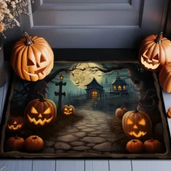 Halloween Doormat Skeleton Motorcycle Kitchen Mat Floor Mat Non-Slip Area Rug Oil Proof Rug Indoor Outdoor Mat Bedroom Decor Bathroom Mat Entrance Rug