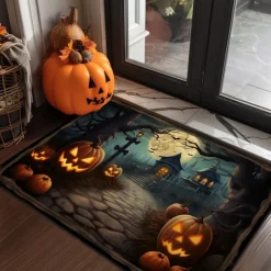 Halloween Doormat Skeleton Motorcycle Kitchen Mat Floor Mat Non-Slip Area Rug Oil Proof Rug Indoor Outdoor Mat Bedroom Decor Bathroom Mat Entrance Rug