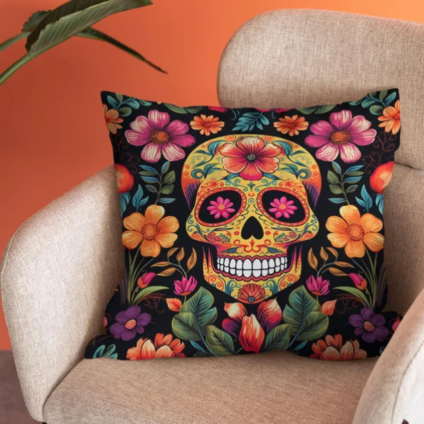Halloween Double Side Pillow Cover 1PC Skull Day of Dead Soft Decorative Square Cushion Case Pillowcase for Bedroom Livingroom Sofa Couch Chair Decorations