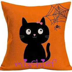 Halloween Double Side Pillow Cover 1PC Soft Decorative Square Cushion Case Pillowcase for Bedroom Livingroom Sofa Couch Chair Pumpkin Ghost Trick or Treat Halloween Decorations