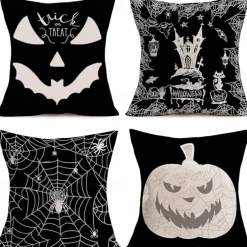 Halloween Double Side Pillow Cover 1PC Soft Decorative Square Cushion Case Pillowcase for Bedroom Livingroom Sofa Couch Chair Pumpkin Ghost Trick or Treat Halloween Decorations
