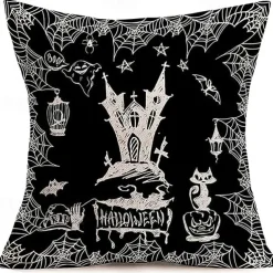 Halloween Double Side Pillow Cover 1PC Soft Decorative Square Cushion Case Pillowcase for Bedroom Livingroom Sofa Couch Chair Pumpkin Ghost Trick or Treat Halloween Decorations